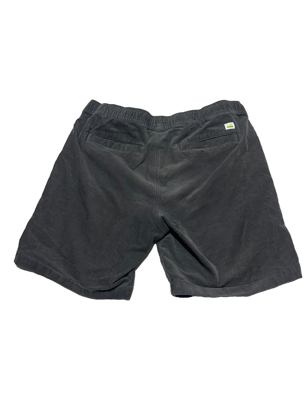 Vuori Optimist Shorts Men Large Dark Gray Corduroy Drawstring Relaxed FLAW STAIN